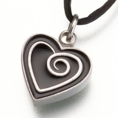 pewter enameled satin finish heart cremation pendant necklace